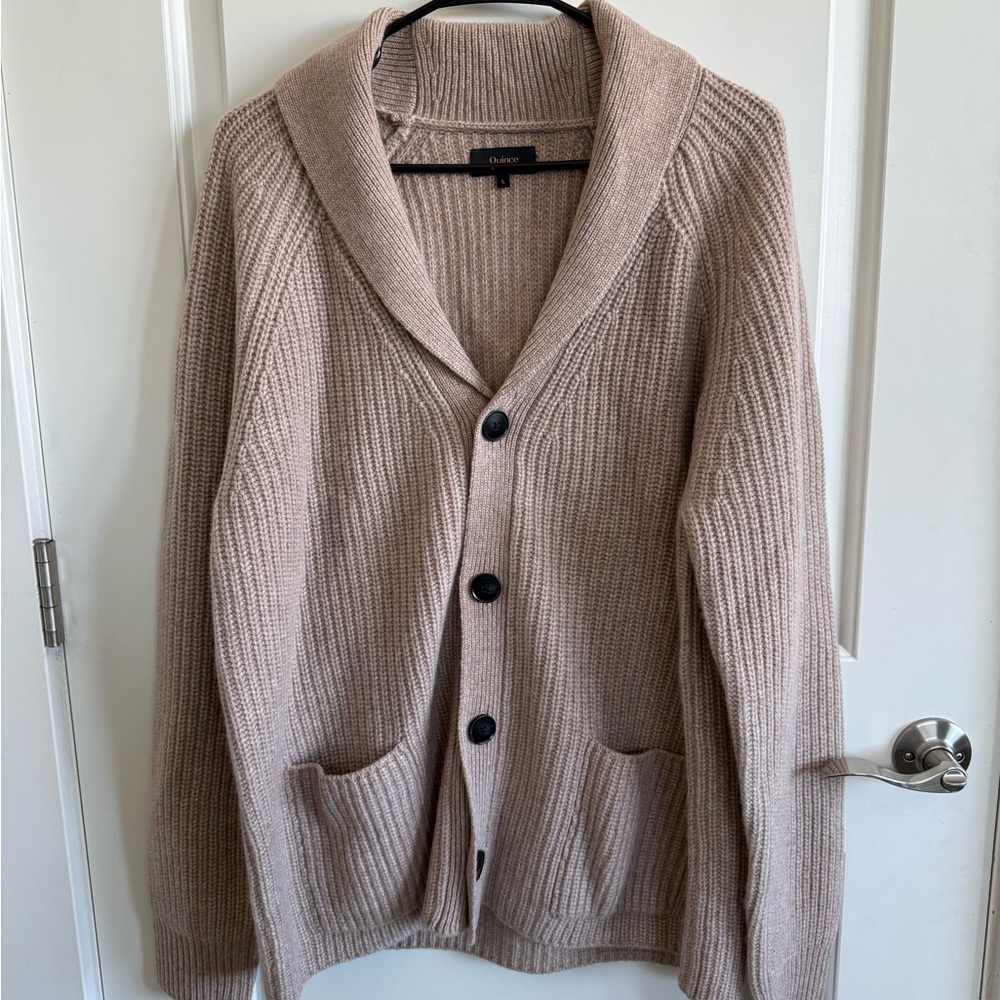 Quince Tan Men's Cardigan Sweater